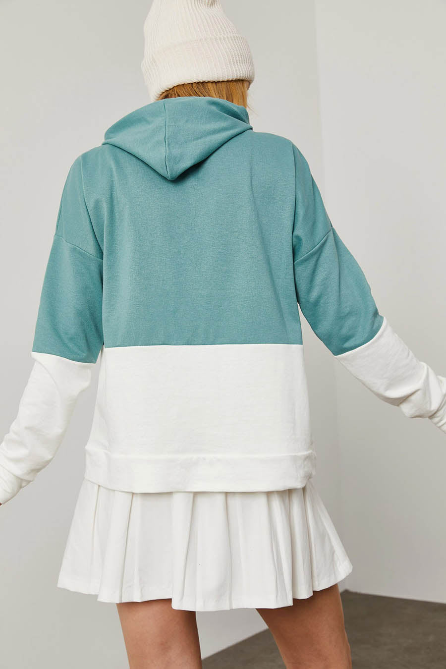 Γυναικείο φούτερ με κουκούλα Mailyn, Πράσινο/Λευκό 6