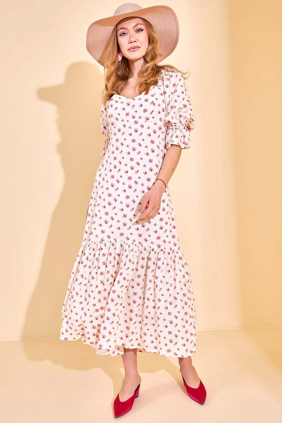 Γυναικείο φόρεμα Kaelyn, Λευκό/Ροζ 6