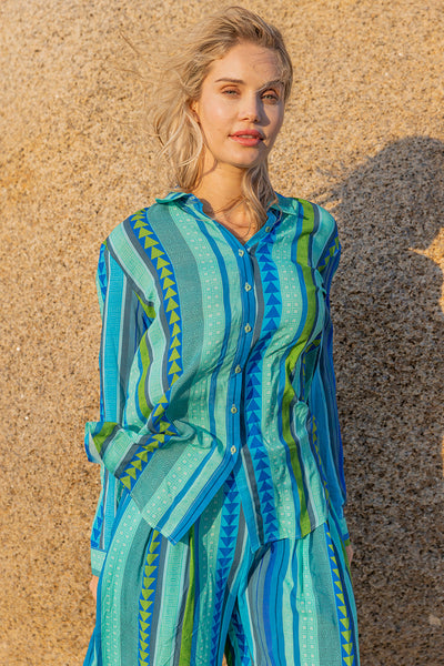 Γυναικείο πουκάμισο Kapena, Πράσινο/Γαλάζιο 2