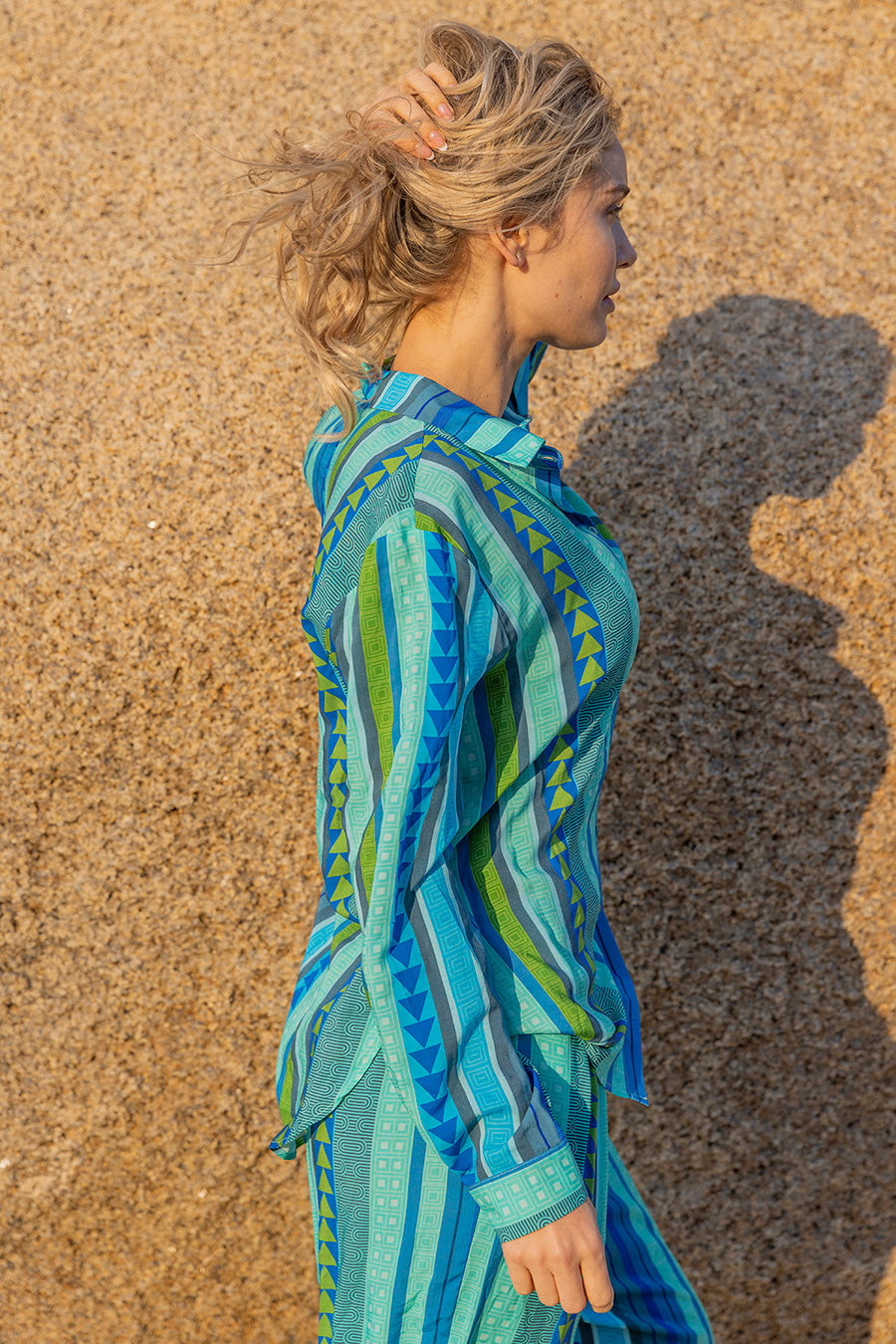 Γυναικείο πουκάμισο Kapena, Πράσινο/Γαλάζιο 4