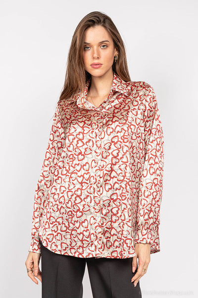 Γυναικείο πουκάμισο Kelani, Μπεζ/Κόκκινο 1