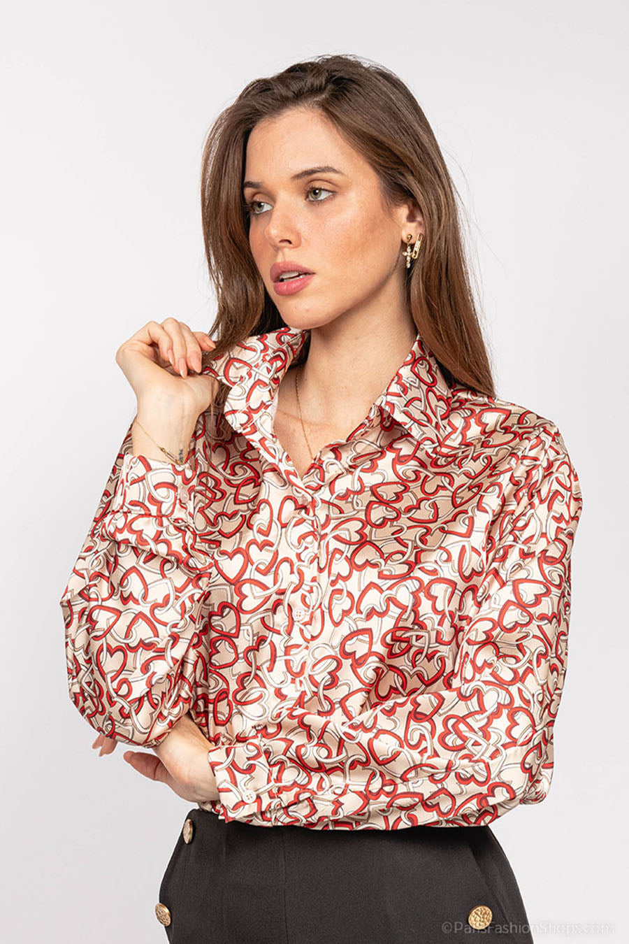 Γυναικείο πουκάμισο Kelani, Μπεζ/Κόκκινο 2