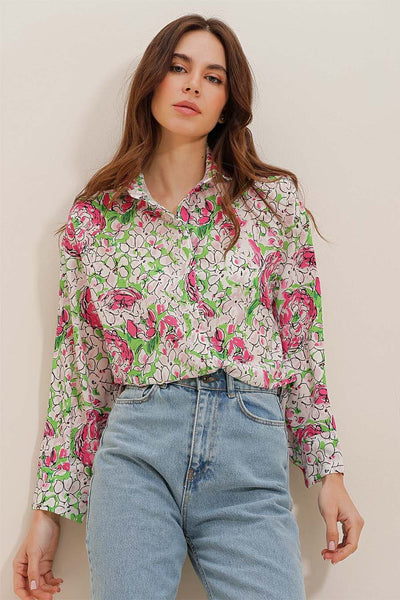 Γυναικείο πουκάμισο Lowanna, Πράσινο/Ροζ 1