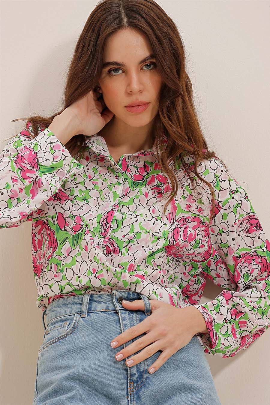 Γυναικείο πουκάμισο Lowanna, Πράσινο/Ροζ 3