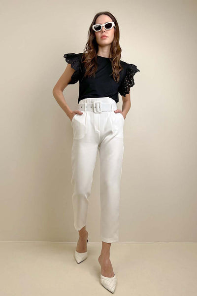 Γυναικείο παντελόνι Mansi, Λευκό 3
