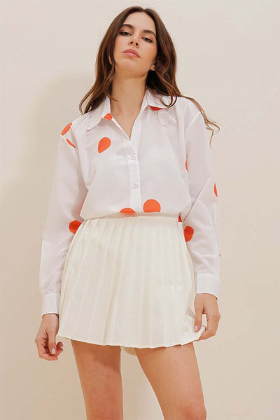 Γυναικείο πουκάμισο Millie, Λευκό/Πορτοκάλι 1