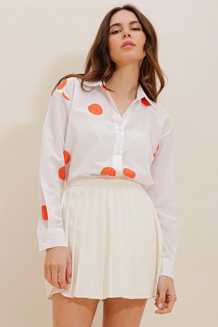 Γυναικείο πουκάμισο Millie, Λευκό/Πορτοκάλι 3