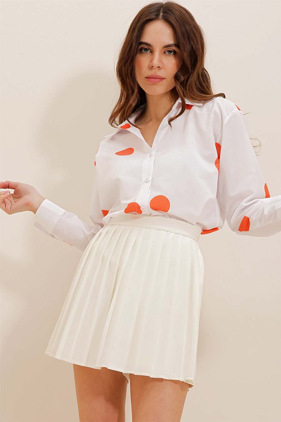 Γυναικείο πουκάμισο Millie, Λευκό/Πορτοκάλι 4