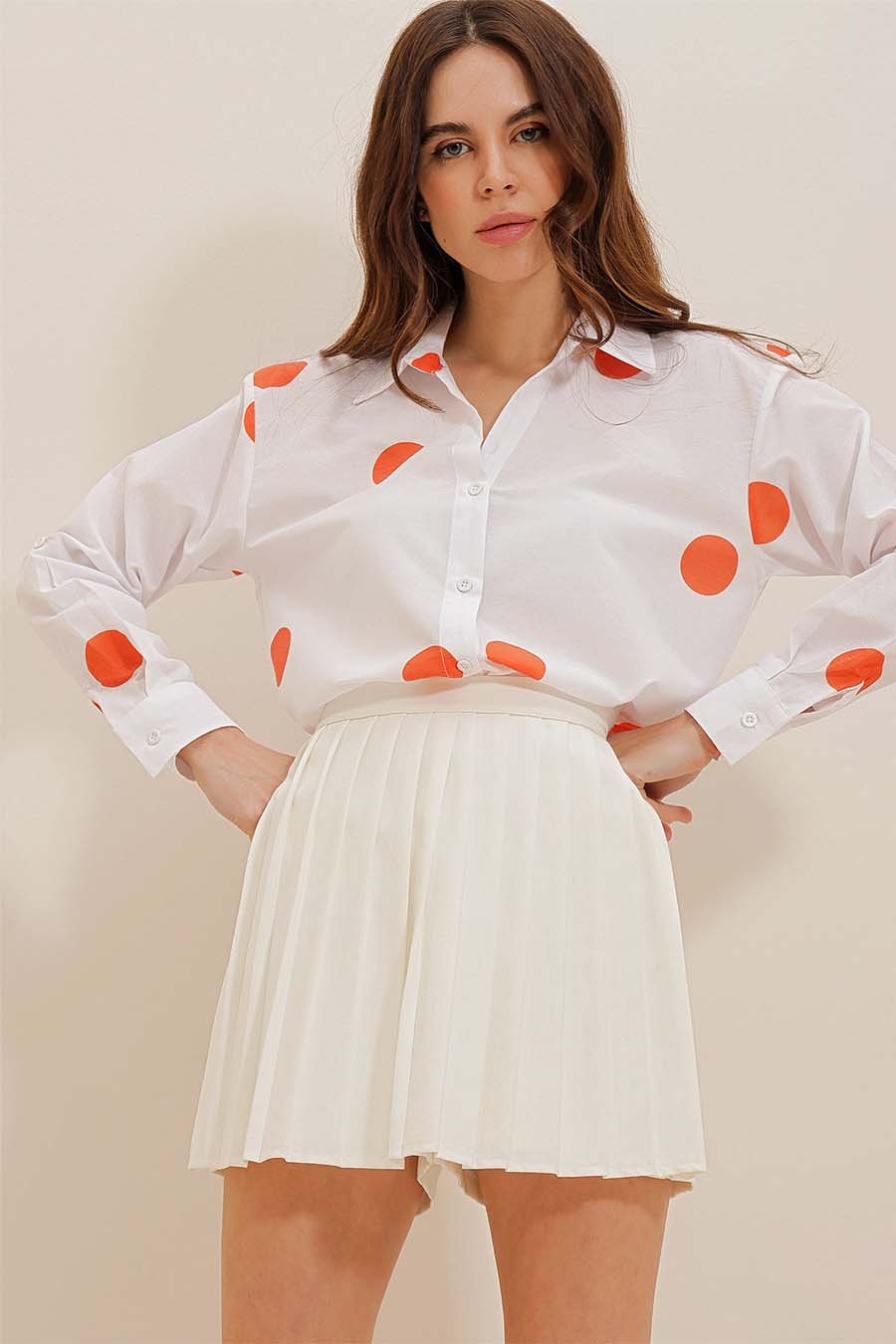 Γυναικείο πουκάμισο Millie, Λευκό/Πορτοκάλι 5
