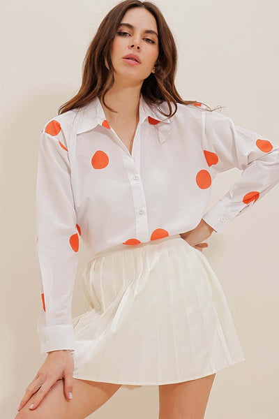 Γυναικείο πουκάμισο Millie, Λευκό/Πορτοκάλι 2