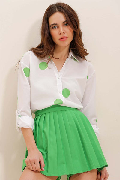 Γυναικείο πουκάμισο Millie, Λευκό/Πράσινο 1