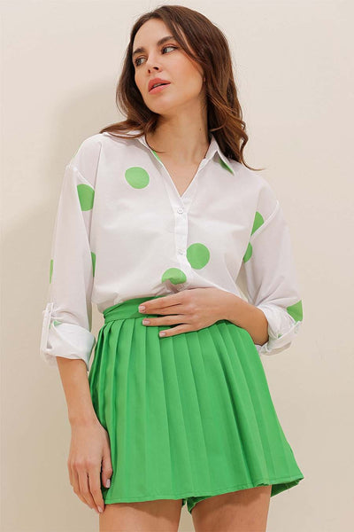 Γυναικείο πουκάμισο Millie, Λευκό/Πράσινο 2