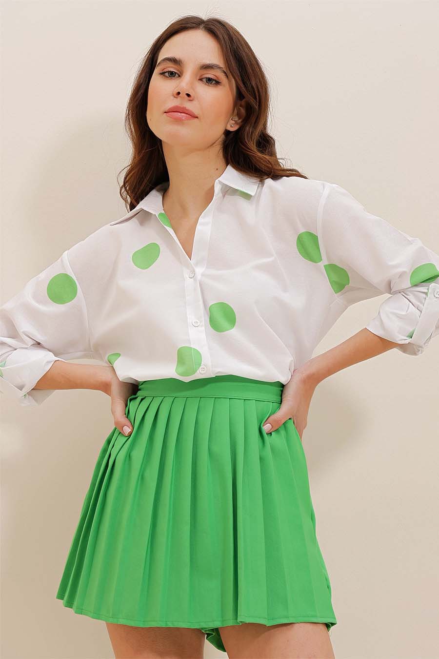 Γυναικείο πουκάμισο Millie, Λευκό/Πράσινο 4