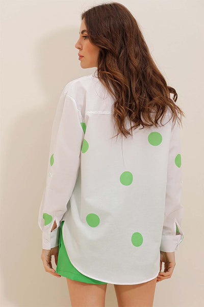 Γυναικείο πουκάμισο Millie, Λευκό/Πράσινο 5