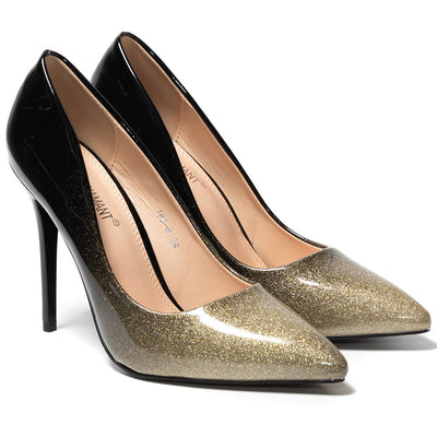 Γυναικεία παπούτσια Nasyra, Μαύρο/Χρυσαφένιο 2