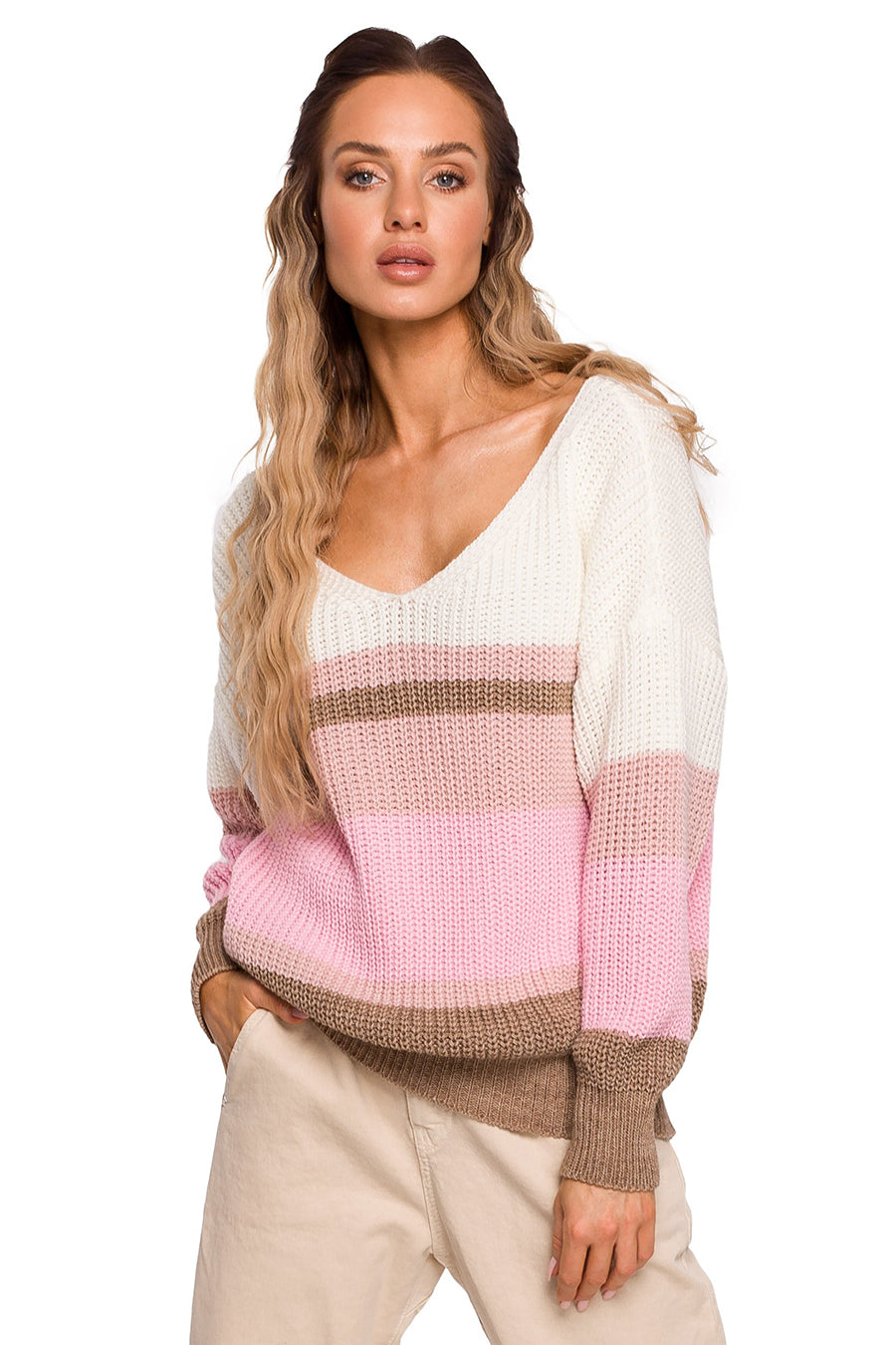 Γυναικείο πουλόβερ Aithne, Λευκό/Ροζ 3