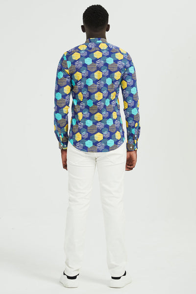 Ανδρικό πουκάμισο Terrell, Γαλάζιο/Κίτρινο 3
