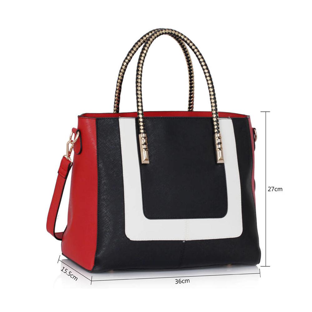 Γυναικεία τσάντα Melanie, Μαύρο/Λευκό/Κόκκινο 4