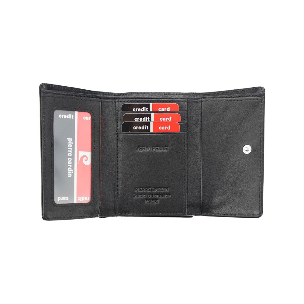 Pierre Cardin | Γυναικείο πορτοφόλι από γνήσιο φυσικό δέρμα GPD095, Μαύρο - με προστασία ασύρματης ανάγνωσης RFID 2