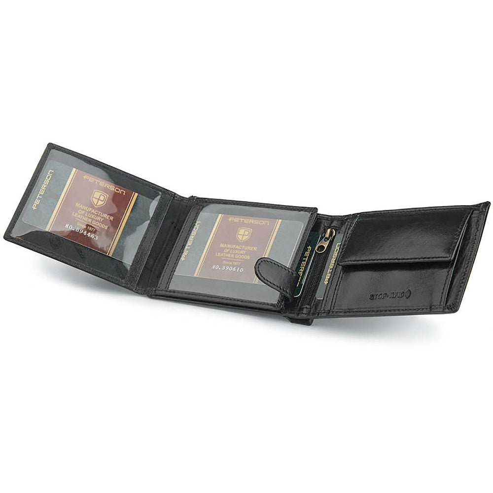 Ανδρικό πορτοφόλι από γνήσιο φυσικό δέρμα GPB769, Μαύρο - με προστασία ασύρματης ανάγνωσης RFID 6
