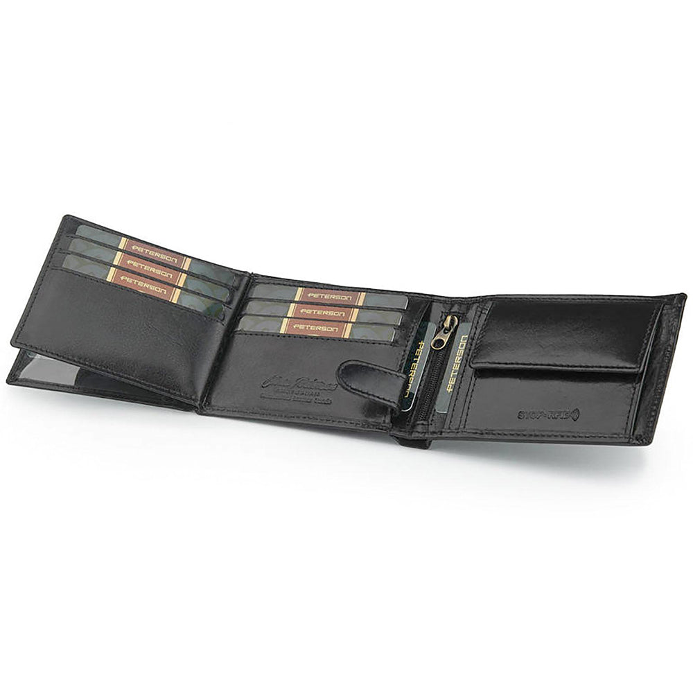 Ανδρικό πορτοφόλι από γνήσιο φυσικό δέρμα GPB769, Μαύρο - με προστασία ασύρματης ανάγνωσης RFID 7
