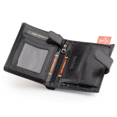 Ανδρικό πορτοφόλι από γνήσιο φυσικό δέρμα GPB771, Μαύρο - με προστασία ασύρματης ανάγνωσης RFID 3