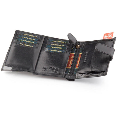 Ανδρικό πορτοφόλι από γνήσιο φυσικό δέρμα GPB771, Μαύρο - με προστασία ασύρματης ανάγνωσης RFID 5