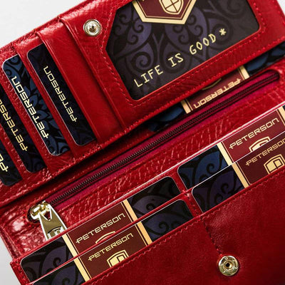 Γυναικείο πορτοφόλι από γνήσιο φυσικό δέρμα GPD462, Κόκκινο/Μαύρο 6
