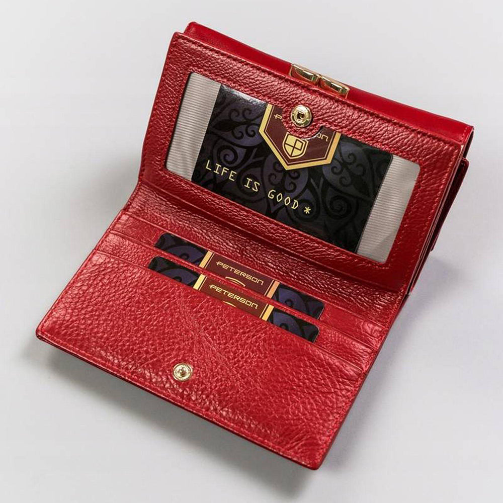 Γυναικείο πορτοφόλι από γνήσιο φυσικό δέρμα GPD461, Κόκκινο - με προστασία ασύρματης ανάγνωσης RFID 5