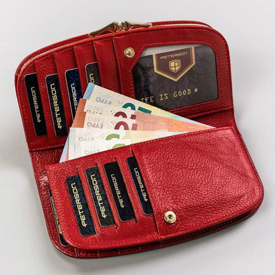 Γυναικείο πορτοφόλι από γνήσιο φυσικό δέρμα GPD458, Κόκκινο - με προστασία ασύρματης ανάγνωσης RFID 4