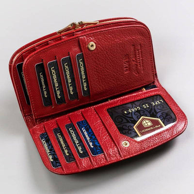 Γυναικείο πορτοφόλι από γνήσιο φυσικό δέρμα GPD458, Κόκκινο - με προστασία ασύρματης ανάγνωσης RFID 5